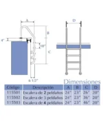 Escalera de 3 peldaños en acero inoxidable - Imagen 2